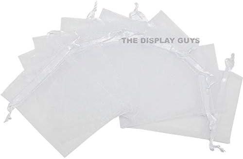 TheDisplayGuys 100-Pack XS 2 x 2 3/4" White Sheer Organza Gift Bags with Drawstring, Jewelry Candy Treat Wedding Party Favors Mesh Pouch