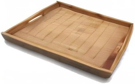 JapanBargain, Large Bamboo Tray with Handle for Tea Lunch Dinner Butler Serving Tray Shelf Tray, 20 x 13