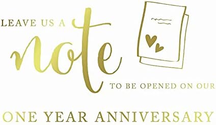 Andaz Press Wedding Party Signs, Metallic Gold Ink Print, 8.5x11-inch, Time Capsule Leave Us A Note to Be Opened On Our One Year Anniversary Sign, 1-Pack, Unframed