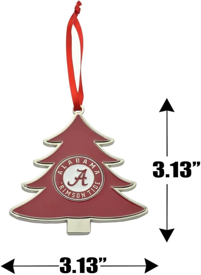Alabama Crimson Tide Circle Logo Tree Shaped Metal Christmas Ornament