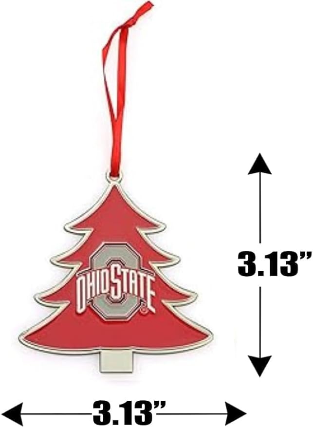 Ohio State Buckeyes Tree Shaped Metal Christmas Ornament