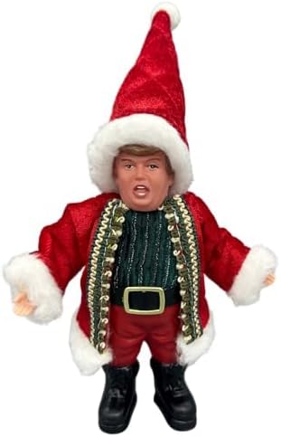 Mini Stand Glitzy Donald Trmp Santa Ornament 18cm (4pk) - Christmas Decoration, Donald Christmas Ornaments Plush for Christmas Party Holiday Home Garden Decor (RED)