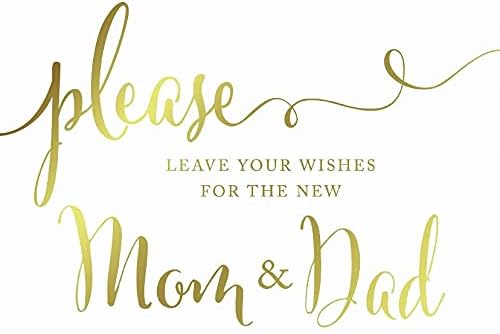 Andaz Press Baby Shower Party Signs, Metallic Gold Ink Print, 8.5x11-inch, Please Leave Your Wishes for the New Mom & Dad Sign, 1-Pack, Unframed