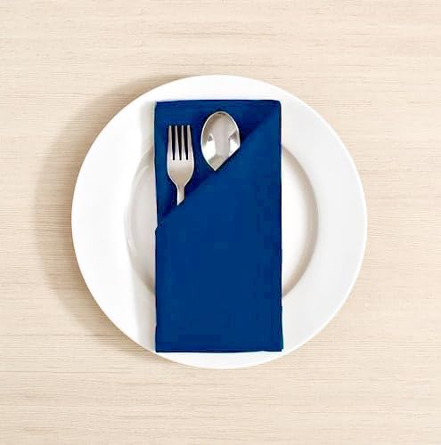 TARAN LIVING Cotton Napkins Cloth Washable Dinner Napkin Solid Plain Table Cloth Napkins Set of 12 for Thanksgiving Easter Gifting - Set of 12-18x18 Inch - Navy Blue
