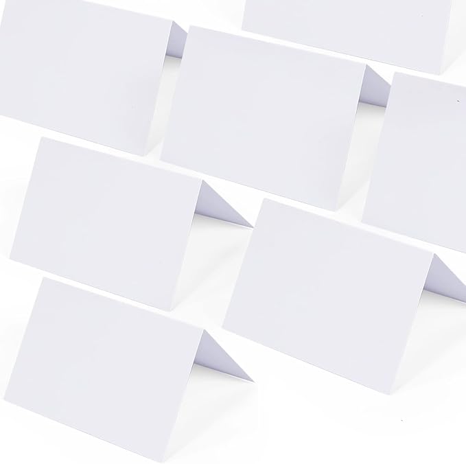 Place Cards for Table Setting - 50 Pcs White Blank Tent Place Cards for Weddings, Name Tents Placecards 3.7" x 2.48"(folded)
