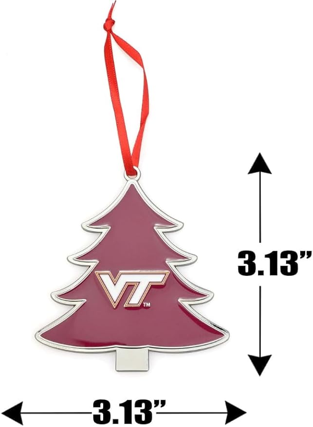 Virginia Tech Hokies Tree Shaped Metal Christmas Ornament