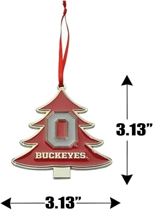 Ohio State Buckeyes Block O Tree Shaped Metal Christmas Ornament