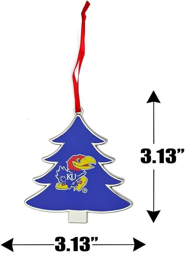 Kansas Jayhawks Tree Shaped Metal Christmas Ornament