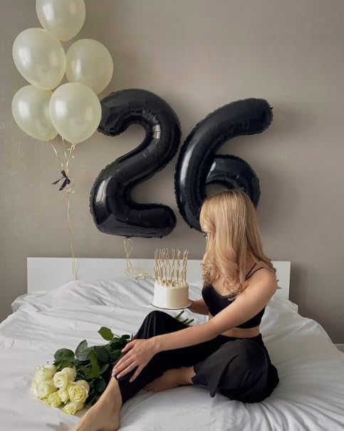 40 Inch Black Mylar Foil Number 6 Birthday Balloon, 6 16 Boy Girl Party Decorations Supplies, Big Helium Balloons Numbers for 26 36 46 60 Men Women Anniversary