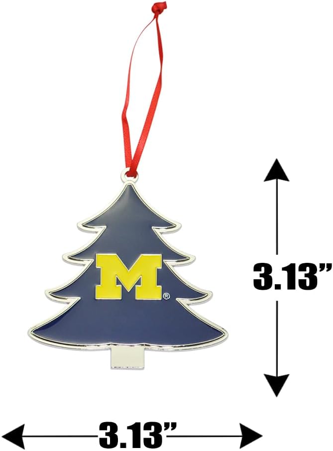 Michigan Wolverines Tree Shaped Metal Christmas Ornament