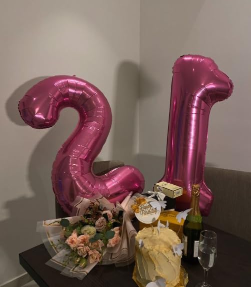 Hot Pink Number 1 Balloon 40 inch, Number 1 Birthday for Boy Girl, Hot Pink Foil One Balloon for 1st 10 11 12 16 18 Birthday Party, Anniversary Celebration Number Decorations
