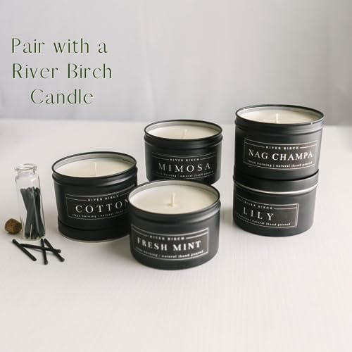 River Birch Decorative Matches in a Bottle with Striker - Cute & Colored - 3 Bottles, All Black Tip, 60 Matches