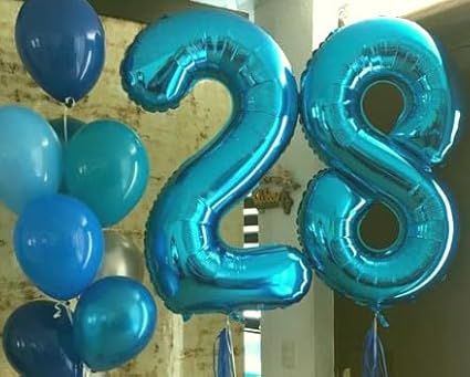 Helium Foil Blue Number 8 Balloon 40 Inch, Mylar Eight Numbers 8 18 28 38 48 58 80 88 Birthday Balloons, Blue Women Men Anniversary Graduations Party Supplies