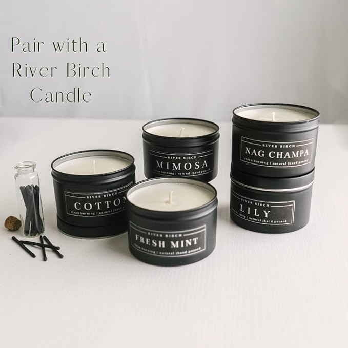 River Birch Decorative Matches in a Bottle with Striker - Cute & Colored Matches - 2 Bottles, Forest Green Tip, 40 Matches