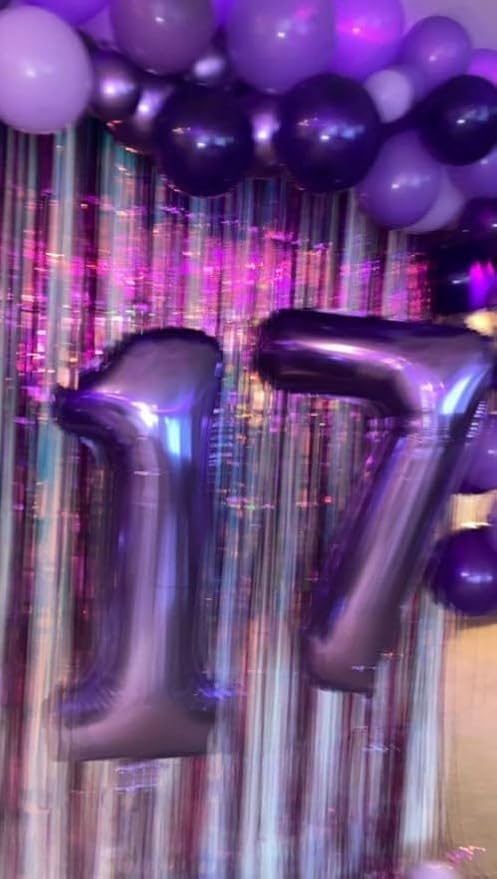 Purple Number 17 Balloon 40 Inch Birthday Decorations, Number 17 Balloon Birthday Party Decorations, Anniversary Decorations Graduations Party Supplies