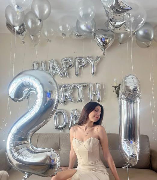 40 Inch Big Silver Number 12 Balloon Birthday Decoration, Number 12 Helium Balloon 12 21 Celebration, Boy Girl Baby Anniversary Party Graduations Supplies Decorations