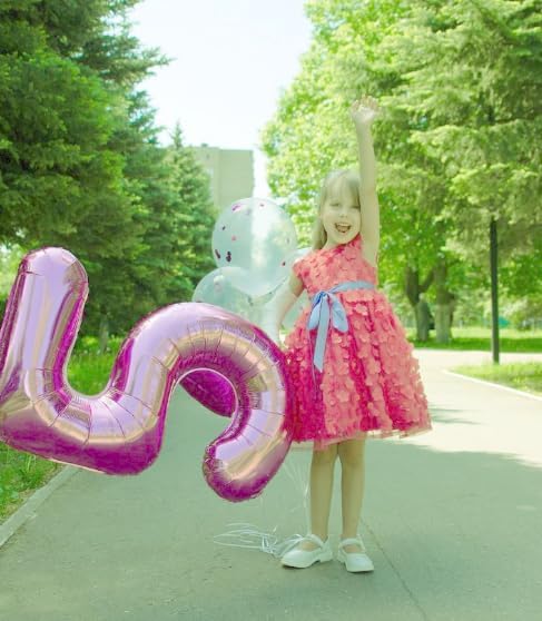 Pink 40 Inch Large Number 5 Birthday Balloon, Five 5th 15 25 35 50 55 Birthday Celebration Decorations, Foil 5 Mylar Helium Number 5 Balloons Girl Boy Anniversary Party Supplies