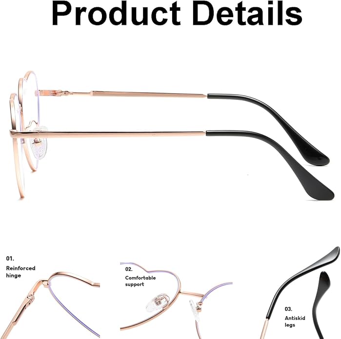 JOVAKIT Polarized Heart Sunglasses for Women Fashion Lovely Style Metal Frame UV400 Protection Lens