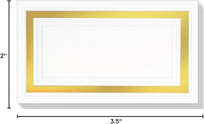 White Cover Stock Place Cards with Gold Foil Border, 100-Pack