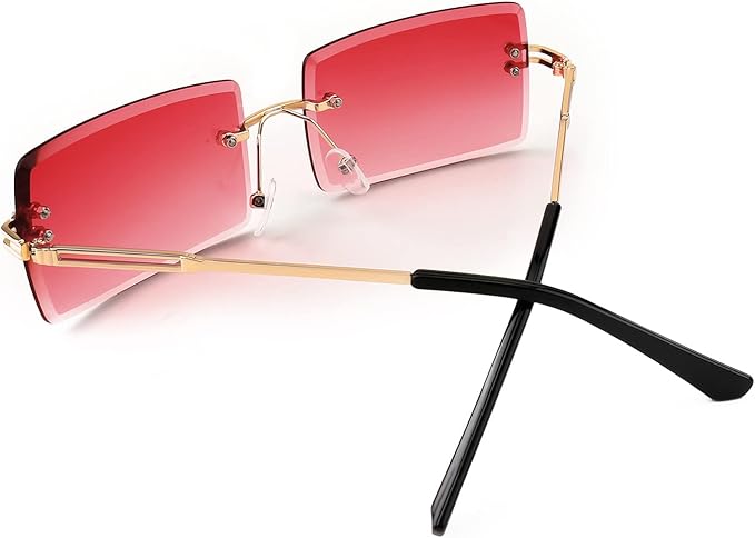 FEISEDY Vintage Rimless Sunglasses Rectangle Frameless Candy Color Glasses Women Men B2642