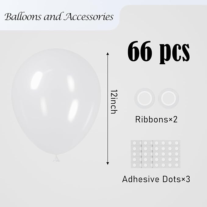 Clear Balloons, 66pack 12inch Transparent Latex Party Balloons for Birthday, Wedding, Graduation, Bridal Shower, Baby Shower, Gender Reveal, Anniversary, Engagement Party Decorations