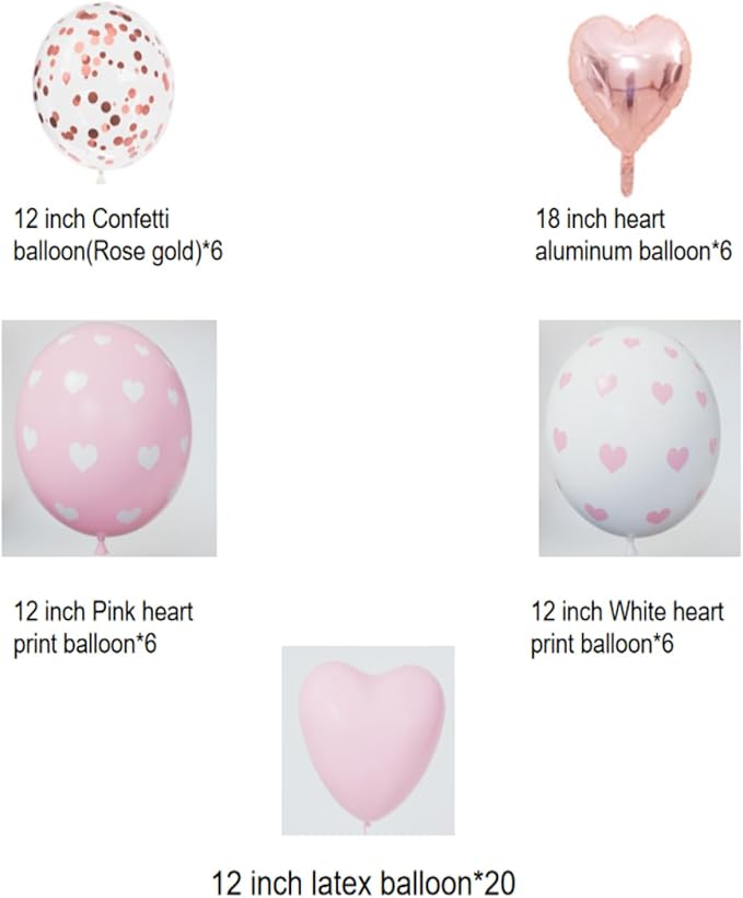 Bonropin Pink Valentine's Day & Anniversary Decorations: 36 Latex Balloons, 1 Glass Balloon, 1000 Rose Petals, Glue & More