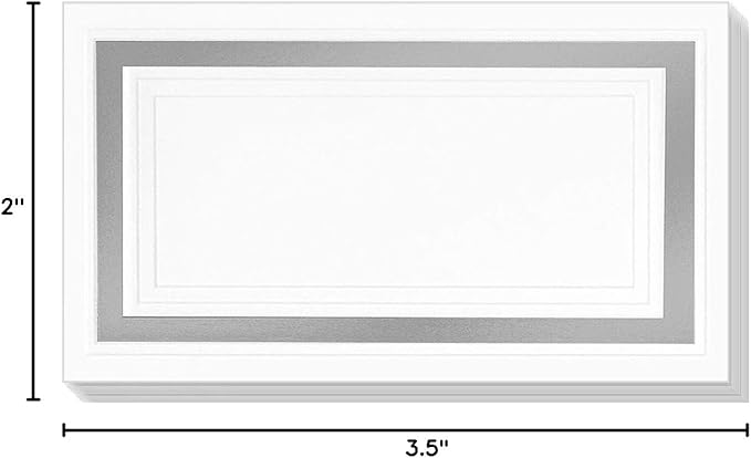 PaperDirect White Cover Stock Place Cards with Silver Foil Border, 200-Pack
