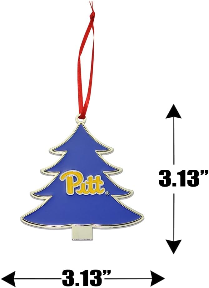Pittsburgh Panthers Tree Shaped Metal Christmas Ornament