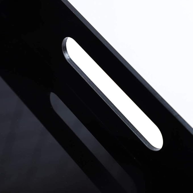 Durable Rectangular Breakfast Serving Tray - 5MM Thick Waterproof Acrylic Serving Platter with Handles for Coffee, Tea, Food - Elegant Decorative Tray (Black Tray-16''x12'')