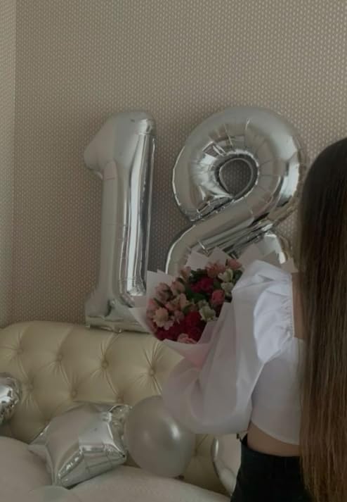 Silver Foil Number 18 Balloon 40 Inch, Helium Mylar Eight Number 18 Birthday Balloons, 18th Silver Women Men Wedding Anniversary, Graduations Party Supplies