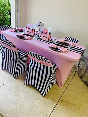 FORLIFE 2Pack Spandex Table Covers,Fitted Tablecloth for Rectangular Tables, Stretch Patio Table Covers, Universal Spandex Table Cover for Wedding, Banquet, Party (6ft, Pink)