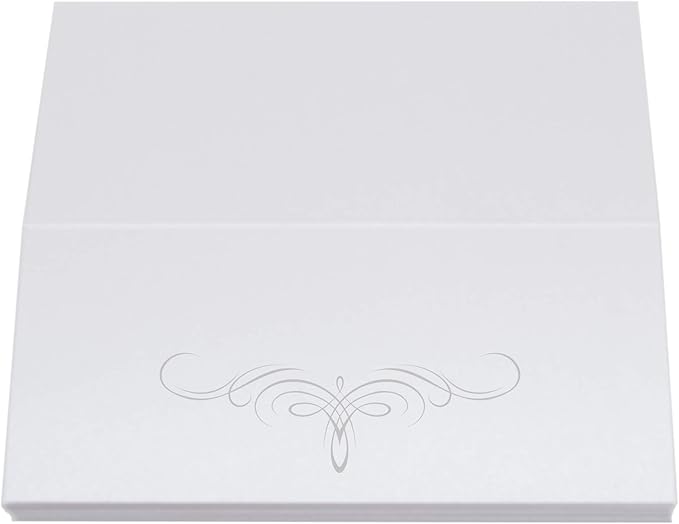 Decadent Flourish Place Cards, Silver (Choose Color), Set of 25, Pre-cut and Scored - Wedding, Party, Dinner, and Special Events - Made in the USA