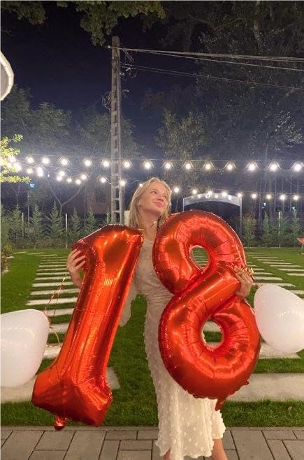 Red Number 1 Balloon 40 inch, Number 1 Birthday Balloon for Boy Girl, Red Foil One Balloon for 1st 10 11 12 16 18 Birthday Party, Anniversary Celebration Number Balloons Decorations