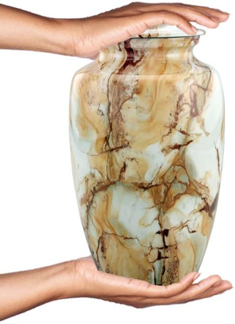Large Cremation Urn | Handcrafted Marble Finish Adult Cremation Urn | Funeral and Memorial Cremation Urns for Human Ashes up to 200 lbs with Velvet Bag (Monalisa)