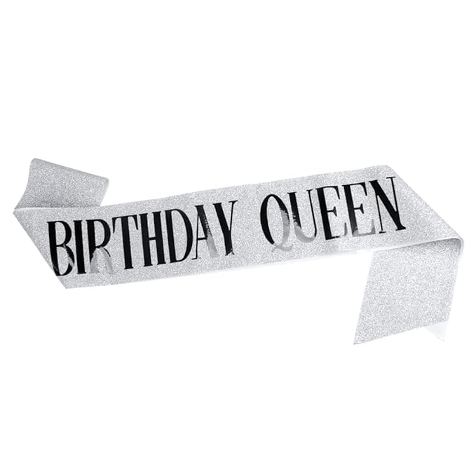 AOPRIE Birthday Crown for Women Happy Birthday Queen Sash Silver Tiara for Women Princess Crown Rhinestone Accessories Party Favor