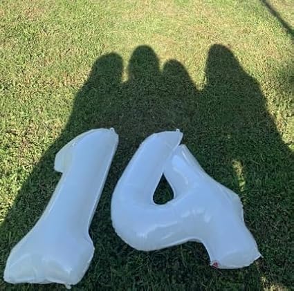 40 Inch White Large Number 4 Balloons, Giant Foil Number Four 14 24 34 40 44 Balloons, White Mylar Big Balloon for Anniversary Graduation Decorations