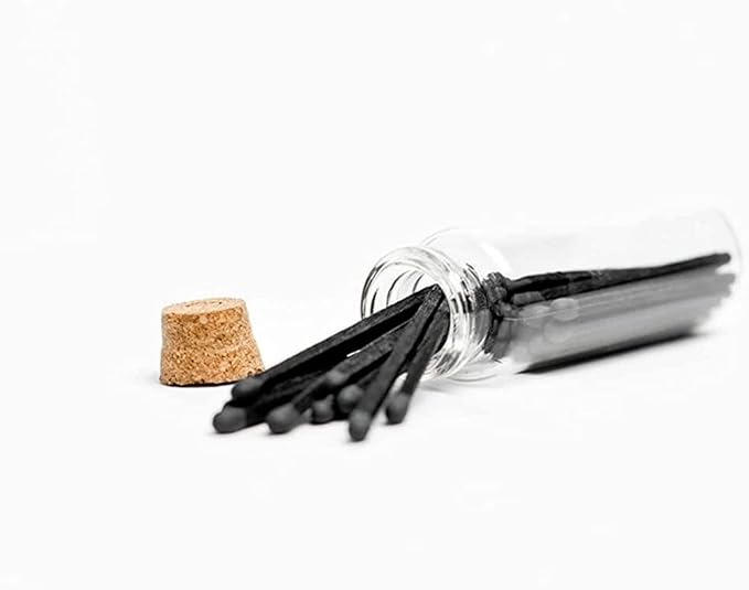 River Birch Decorative Matches in a Bottle with Striker - Cute & Colored Matches - 6 Bottles, All Black Tip, 120 Matches