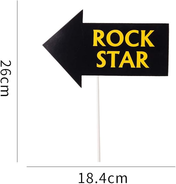 SUNBEAUTY 18 Pcs Rock and Roll Birthday Party Decorations Music Note Guitar Star Photo Booth Props Music Theme Party Supplies