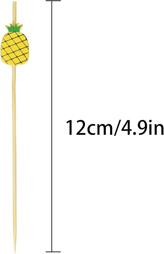 PuTwo Cocktail Picks Handmade Bamboo Toothpicks 100pcs 4.7" in Yellow Pineapples