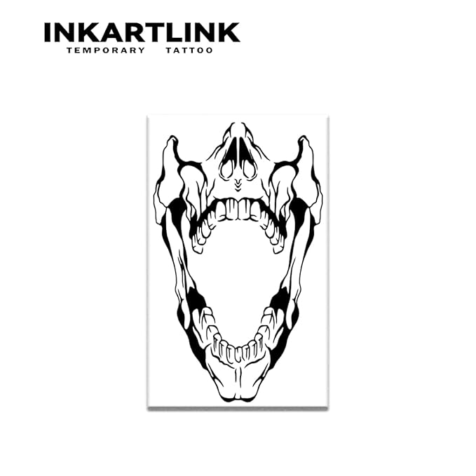 INKARTLINK Temporary Tattoos, 2 Sheets Extra Large Semi Permanent Tattoo, Adult Art Design Temporary Tattoos, Lasts 1-2 Weeks, Waterproof, Realistic Look, No Adhesive, No Reflection (Bone)
