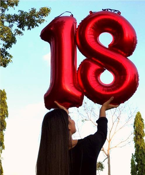 Number Balloon 40 Inch Red 8 Balloon, Red Number 8 Balloon Birthday Decorations, 8 18 28 38 80 Birthday Balloons, 8th Red Party Wedding Graduations Supplies