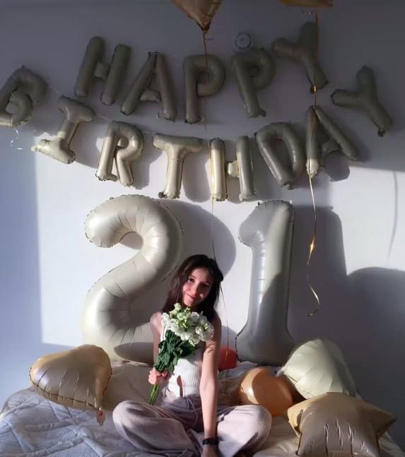 40 Inch Big Cream White Number 12 21 Balloon Birthday Decoration, Number 12 21 Helium Balloon 12 21 Celebration, Boy Girl Baby Anniversary Party Graduations Supplies Decorations