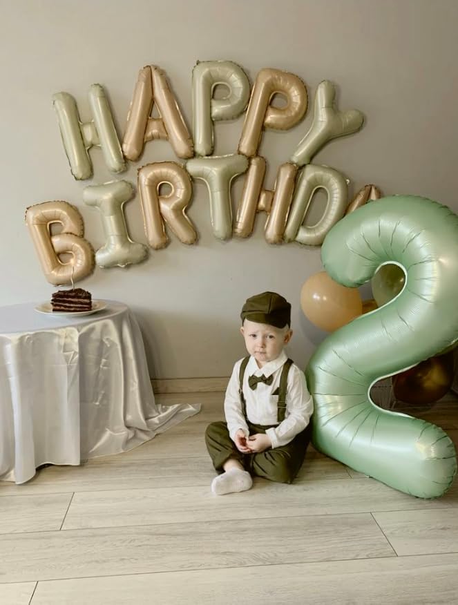 Sage Green 40 Inch Big Number Balloon Birthday Decoration, Number 2 Helium Balloon 12 20 22 23 24 26 2026 New Years Celebration, Boy Girl Baby Anniversary Party Graduations Supplies Decorations