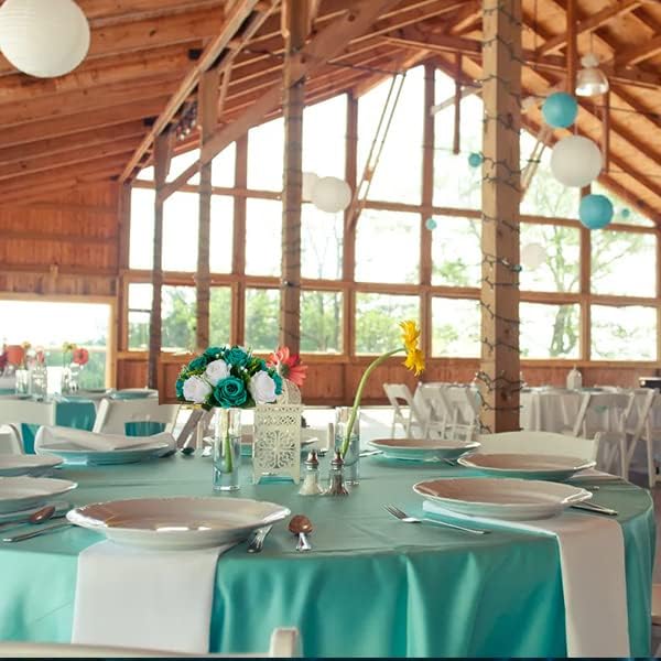 BLOSMON Teal Flowers Artificial Centerpieces: 6 Pcs Fake Roses Flowers Balls for Wedding Dinning Table - Faux Silk Kissing Floral Arrangement for Home Party Event Decor