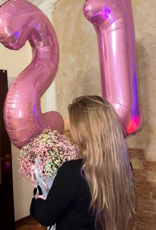 Pearlescent Pink Number 1 Balloon 40 inch, Number 1 Birthday Balloon for Boy Girl, Pearl Pink One Balloon for 1st 10 11 12 16 18 Birthday Party, Anniversary Celebration Number Balloons Decorations