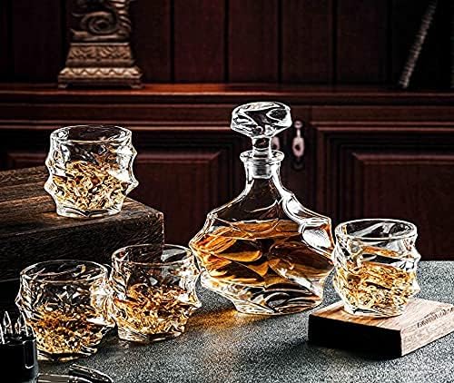 Whiskey Decanter Glasses Set Lead-Free Crystal Glass Scotch Tasting Cups Wine Bottle for Drinking Irish Whisky Bourbon Tequila tumbler (Iceberg, 1 Decanter & 6 Glasses Set)