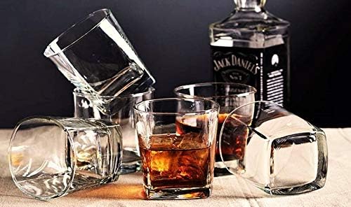 Premium Crystal Whiskey Glasses Set of 6 Large Lead-Free Crystal Glass Tasting Cups Scotch Glasses Tumblers for Drinking Irish Whisky Bourbon Tequila (Square Tumbler, 6 * 9.1oz)