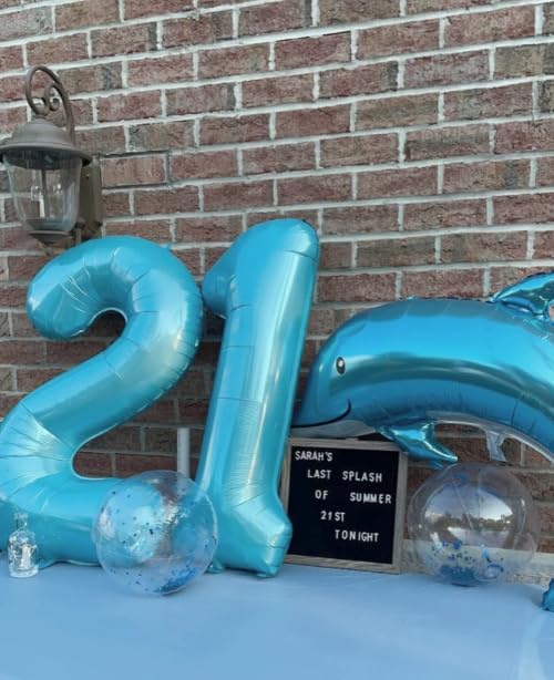 Pearl Blue Number 1 Balloon 40 inch, Number 1 Birthday Balloon for Boy Girl, Pearl Blue Foil One for 1st 10 11 12 16 18 Birthday Party, Anniversary Celebration Number Balloons Decorations