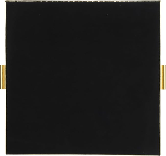 HofferRuffer Elegant Decorative Serving Tray, 20"x20" Square Faux Leather Ottoman Tray with Gold Hardware Handles, Coffee Table Serve Tea, Coffee or Breakfast (Gold, Square-20 inch)