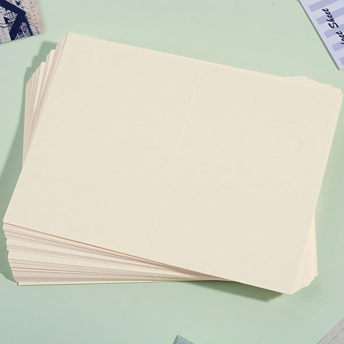50 Pack Blank Cards Folded Cardstock Thank You Blank Greeting Cards for Invitations, Wedding, Greeting Cards, All Occasion DIY, 3x5 Folded Cards Cream